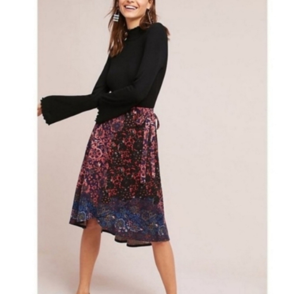 Anthro's Maeve Multicolored Wrap Skirt, Size Small